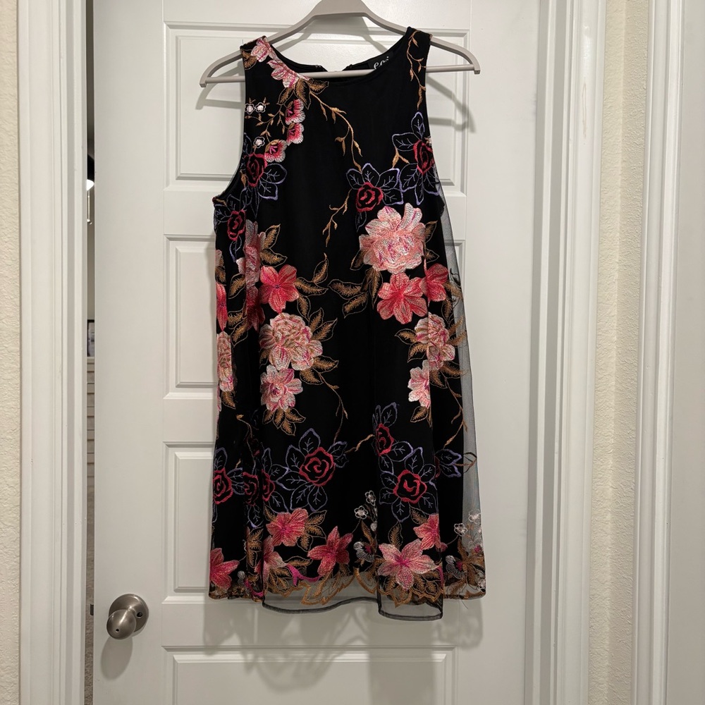 Beautiful black embroidered swing dress